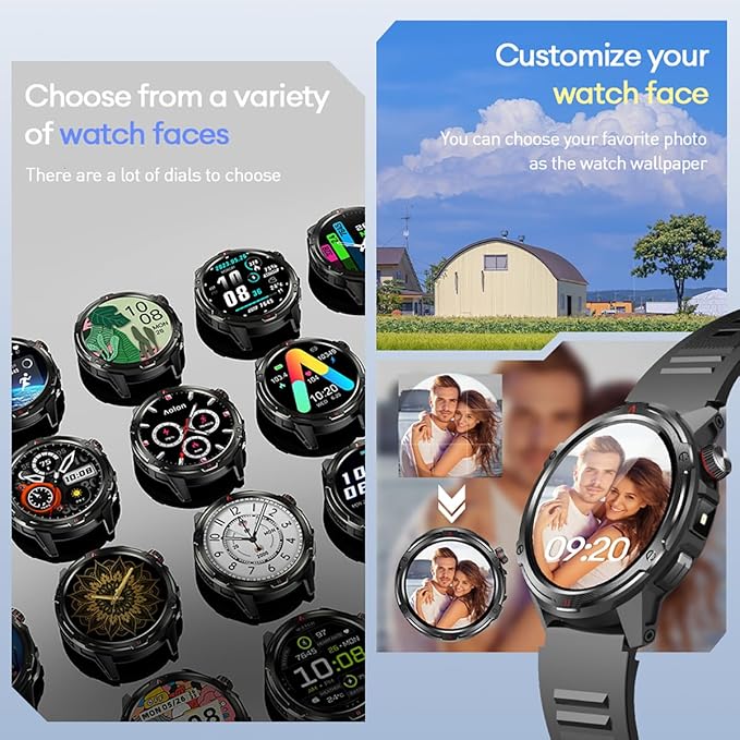 AOLON Smart Watch for Men (Answer/Make Call with 1.43'' AMOLED Display, IP68 Waterproof, 30+ Days Battery Life with100+Sport Modes Fitness Watch, Compass, Heart Rate, SPO₂ & Sleep Monitor（Silver）
