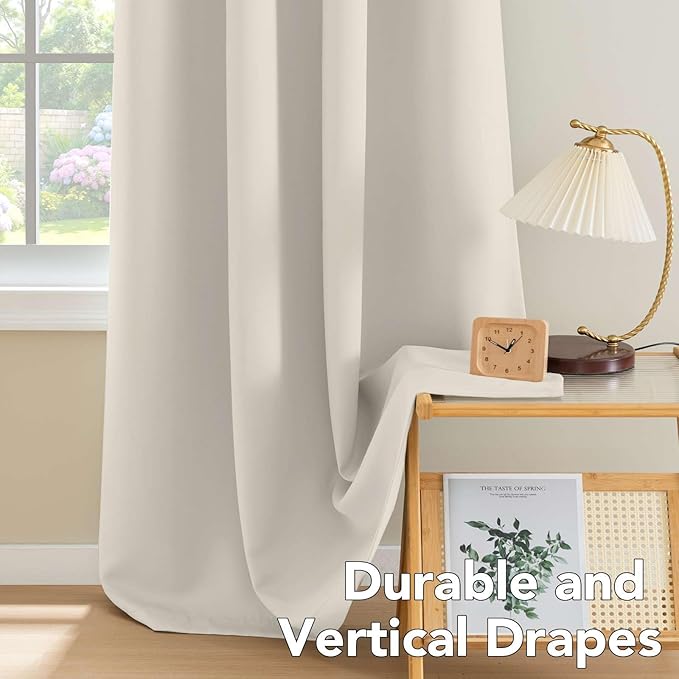 H.VERSAILTEX Room Darkening Curtains for Living Room Light Reducing Thermal Insulated Window Treatment Panels/Drapes Grommet Top 2 Panels (Ivory - 52 x 84 Inches)