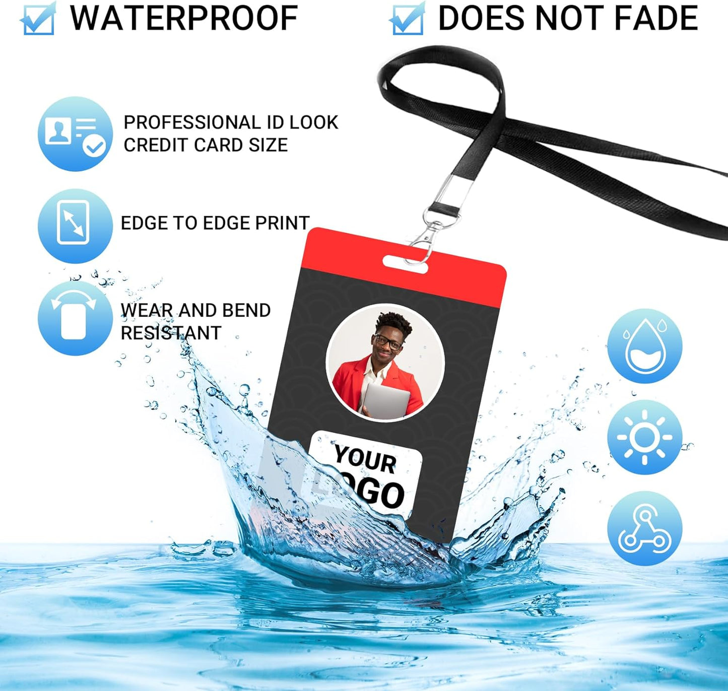 Custom Id Badge Custom Id Card Identification Badges Customizable Personalized Name Badge Customize Name Tag Photo Logo Employee Work Office Volunteer Customized Personal (Vertical-9)