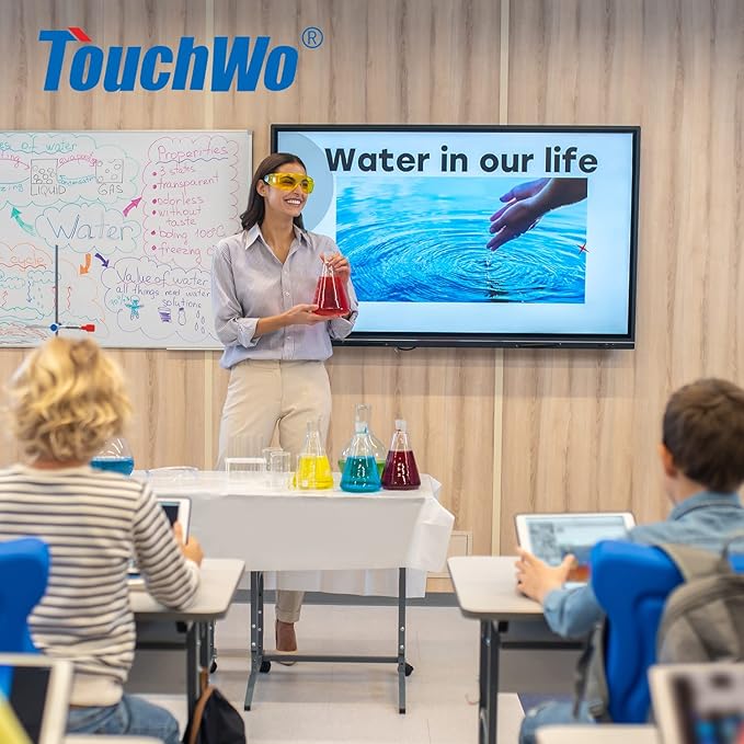 65 inch Interactive Touchscreen Monitor, Smart Board with 4K Display, Win-10 Electronic Whiteboard Touch Screen PC for Office and Classroom, Core i3 RAM 4G & ROM 128G
