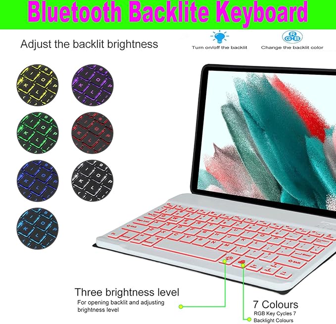 Keyboard Case for Samsung Galaxy Tab A11 Plus/ A9 Plus 11 inch (SM-X210/X216/X218) 2023, Backlite A9+ Keyboard Case with S Pen Holder for A11+(Sky Blue)