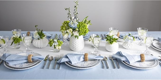 Solino Home Linen White Table Runner 48 Inches - Classic Hemstitch, 100% Pure Linen Coffee Table Runner 14 x 48 Inch Ideal for Dresser Tables - Fall, Autumn, Halloween, Thanksgiving
