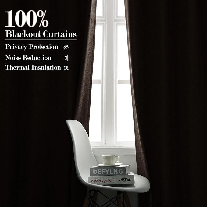 Room Divider Curtains Screen Partitions, Linen Look 100% Blackout Drapery 108 Inches Long, 100" Wide Pinch Pleated Window Drapes, Privacy Protecting, Light Blocking, (1 PC, Light Coffee)