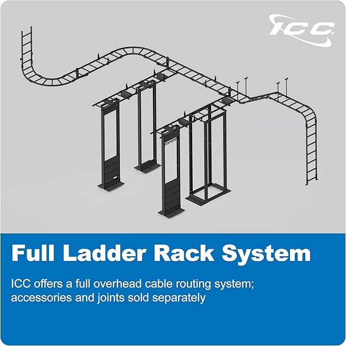 ICC Cable Runway Rack 5' Straight Section, 16-Gauge Steel, Made in USA, 2-Pack with End Splice Kit