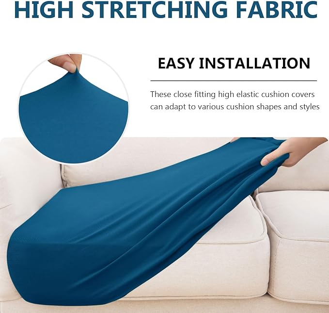 hyha Waterproof Couch Cushion Covers, Stretch Sofa Couch Seat Slipcover for Dog Washable, Non-Slip Waterproof Outdoor Cushion Covers for Patio Furniture Replacement (1 Piece for Large, Deep Teal)