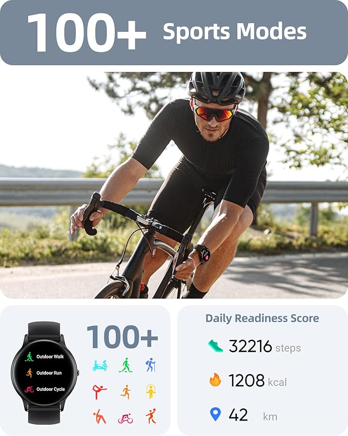 Parsonver Smart Watch for Men Women(Answer/Make Calls), HD Screen Fitness Tracker IP68 Waterproof 100+ Sport Modes, Heart Rate Sleep Monitor, Pedometer, Smartwatch for Android Phones/iPhone Compatible