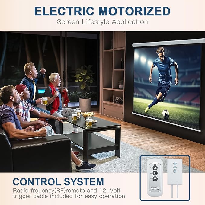 YODOLLA 72" Projector Screen Motorized 16:9, 4K HD Pull Down Retractable Projection Screens Electric Automatic Wall Ceiling Movie Screen for Office Classroom Indoor with Remotes