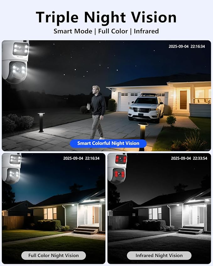 【2-Way Audio & 360° View】 4MP PTZ Security Cameras Wireless Outdoor, WiFi Home Security Camera System, Video Surveillance DVR Kits