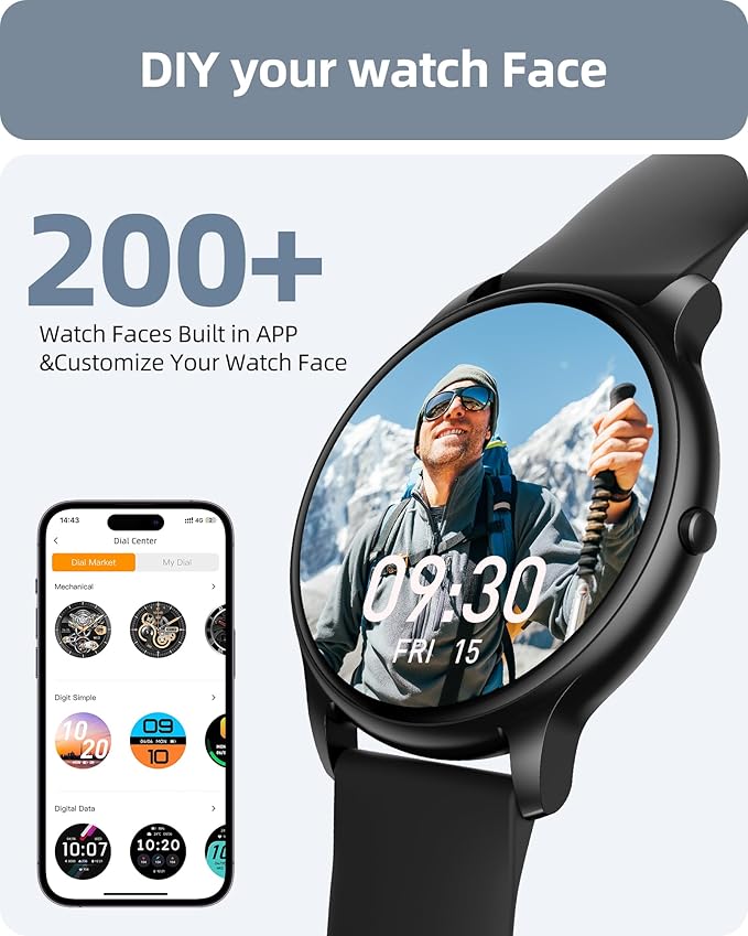 Parsonver Smart Watch for Men Women(Answer/Make Calls), HD Screen Fitness Tracker IP68 Waterproof 100+ Sport Modes, Heart Rate Sleep Monitor, Pedometer, Smartwatch for Android Phones/iPhone Compatible
