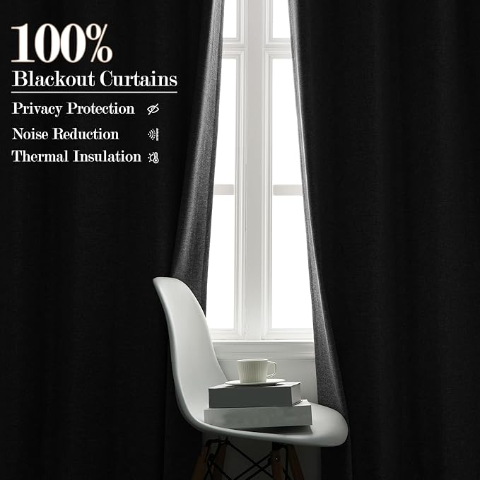Light Grey Pinch Pleat 100% Blackout Drapes Linen Blend, Room Divider, Room Darkening, Energy Saving, Furniture Protecting, Light Blocking Extra Wide Privacy Curtains, 200Wx108L, 1 PC