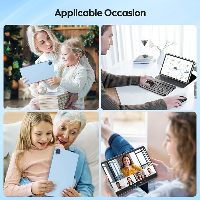 2026 11 inch Tablet, Android 15 Tablet with Keyboard, 24GB RAM+128GB ROM(2TB Expand), 8000mAh, Gemini AI, 2.4G/5G WiFi, BT5.0, GMS, Octa-core, 2 in 1 Tablets with Case, Mouse, Stylus(Silver Case)
