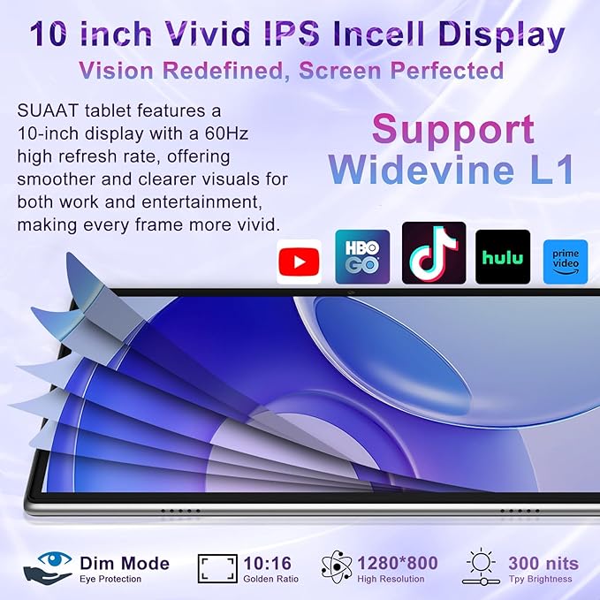 10 Inch Tablet Android 15 Tablets with Keyboard, 30GB 64GB 1TB Expand Tab PC with 2.0GHz Octa-Core, 8MP Camera, 6000mAh, GMS, WiFi 6, BT 5.0, FHD Display, Widevine L1, Gemini AI (Gray)