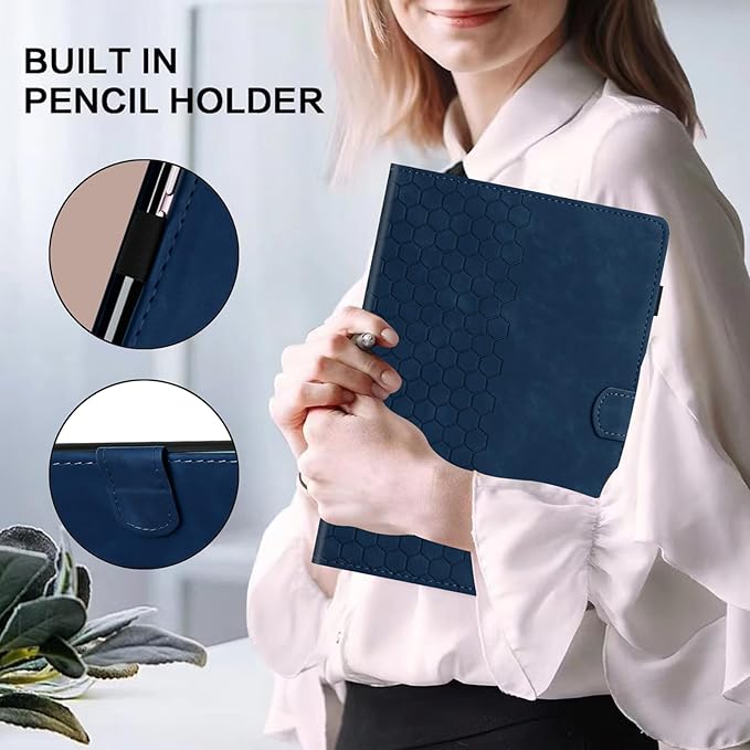 Case for Samsung Galaxy Tab A 10.1 2019 Model SM-T510/T515, Multi-Angle Viewing Smart Stand with Pocket PU Leather Tablet Cases Flip Folio Cover Blue