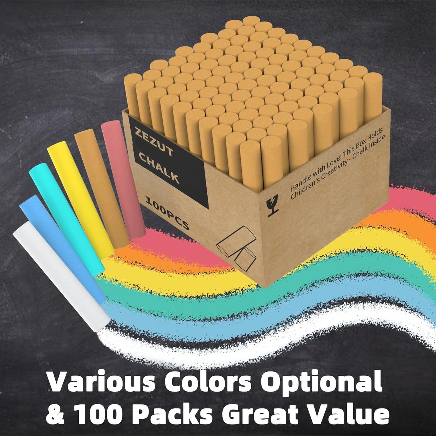 Orange Chalk 100PCS, Low Dust Chalks Stick Bulk for Chalkboard Blackboard Non-Toxic