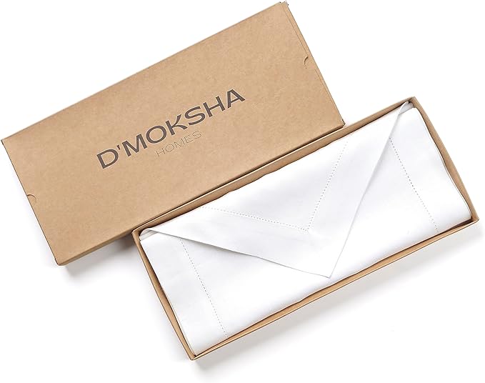 D'Moksha Homes White Linen Table Runner 72 Inches Long - 100% Pure Linen Diamond Table Runner 14 x 72 Inch for Dining, Fall and Halloween - Machine Washable