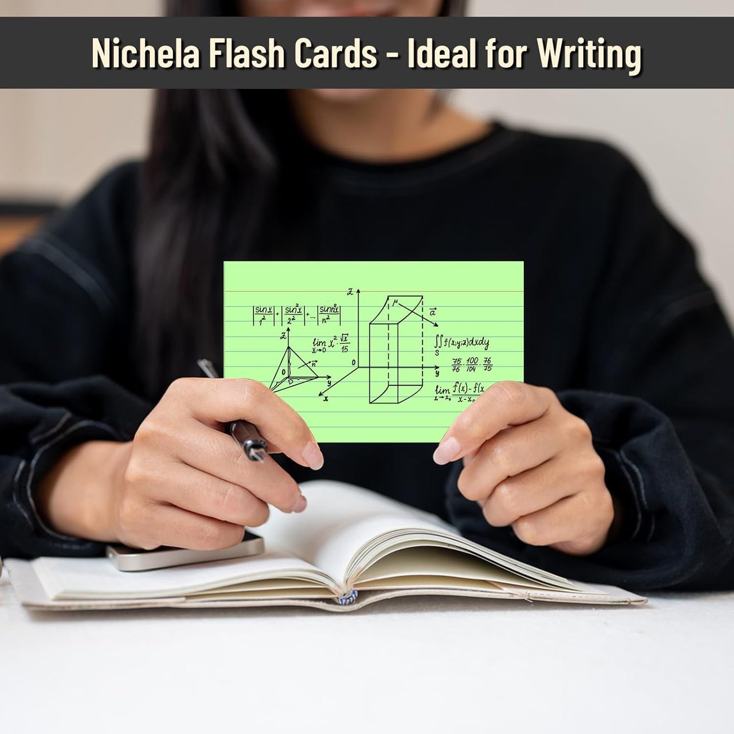 300 Count Index Cards 3 x 5 Inch Ruled Green Index Cards, Flash Cards College Ruled for School, College, Office and Home Organization, Durable Study To Do List Note Cards with Ruled Lines