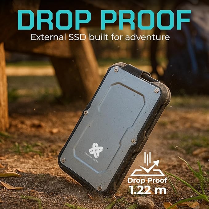 Titanium Micro 8TB External SSD, Titanium One Portable SSD - Up to 550MB/s, USB 3.2 Gen 2 USB-C USBA, Rugged IP66 Water Resistance, Drop Proof, External Solid State Drive Storage for PC Mac Smartphone