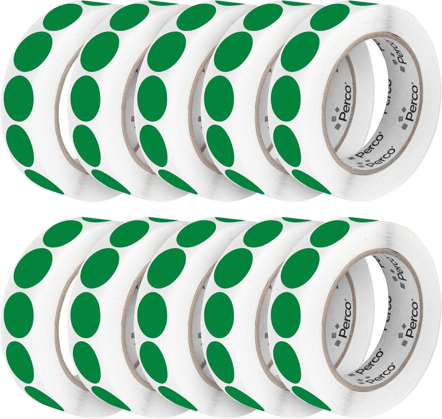 Perco Green 1-Inch Perforated Circle Dot Sticker Labels â 10 Rolls, 10,000 Round Stickers â with Permanent Adhesive for Inventory Management, Color Coding, Garage Sales, CraftsâMade in USA