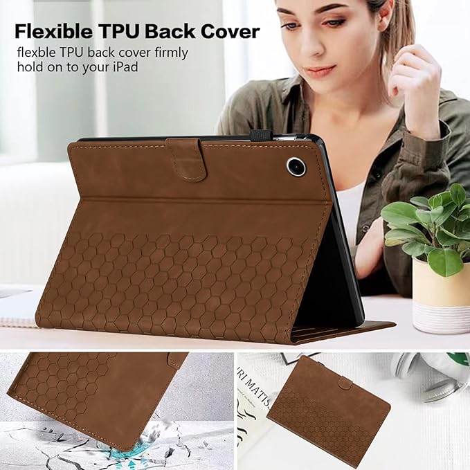 Case for Samsung Galaxy Tab A9 Plus/A9+ 5G 11 Inch 2023 Model (SM-X210/X216/X218), Multi-Angle Viewing Smart Stand with Pocket Auto Wake/Sleep PU Leather Tablet Cases Flip Folio Cover Brown