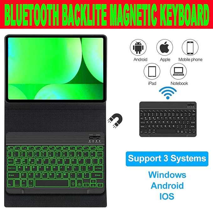 Keyboard Case for Samsung Galaxy Tab 10 FE Plus 13.1inch, S10 FE+ Smart Keyboard Case Magentic Keyboard Cover with S-Pen Holder, Black