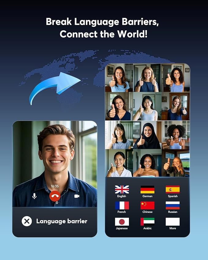 AI Translation Earbuds Real Time - Audifonos Traductores Inglés Español, 3-in-1 Translator Device, Supports 144 Languages & Accents, Open Ear Earbuds with Charging Case,Coconut White