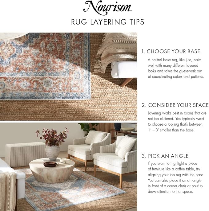 Nourison Positano Indoor-Outdoor Natural 8' x 10' Area Rug, Easy Cleaning, Non Shedding, Bed Room, Living Room, Dining Room, Backyard, Deck, Patio (8x10)