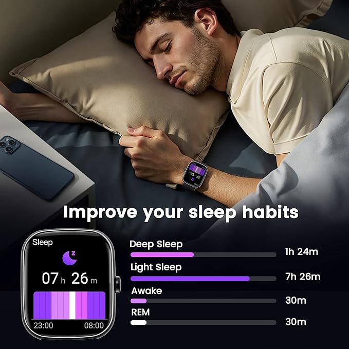 Smart Watch (Answer/Make Call), 1.96" SmartWatches for Men Women with Heart Rate/Activity Tracking, Fitness Tracker Watch with IP68 Waterproof/Pedometer, Smart Watch for Android/iPhone Compatible