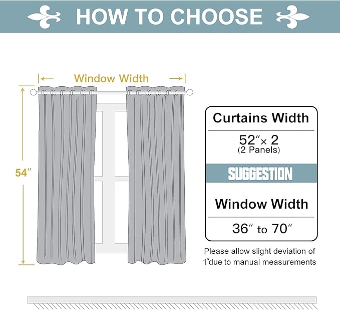 ChrisDowa Grommet Blackout Curtains for Bedroom and Living Room - 2 Panels Set Thermal Insulated Room Darkening Curtains (Royal Blue, 52W x 54L)