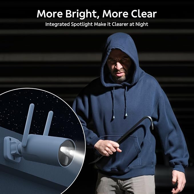 CAMCAMP 4MP Wireless Solar Powered security cameras outdoor, 2.5K 5G WiFi Battery Camera w/Solar Panel Base, Spotlight Color Night Vision, Smart Person Detection, SD/Cloud Storage, No Hub Needed, Home
