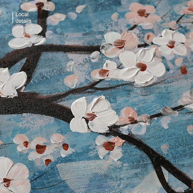3 Piece Wall Art Hand-Painted Framed Flower Oil Painting On Canvas Gallery Wrapped Modern Floral Artwork for Living Room Bedroom Décor Teal Blue Lake Ready to Hang 12"x16"x3 panel