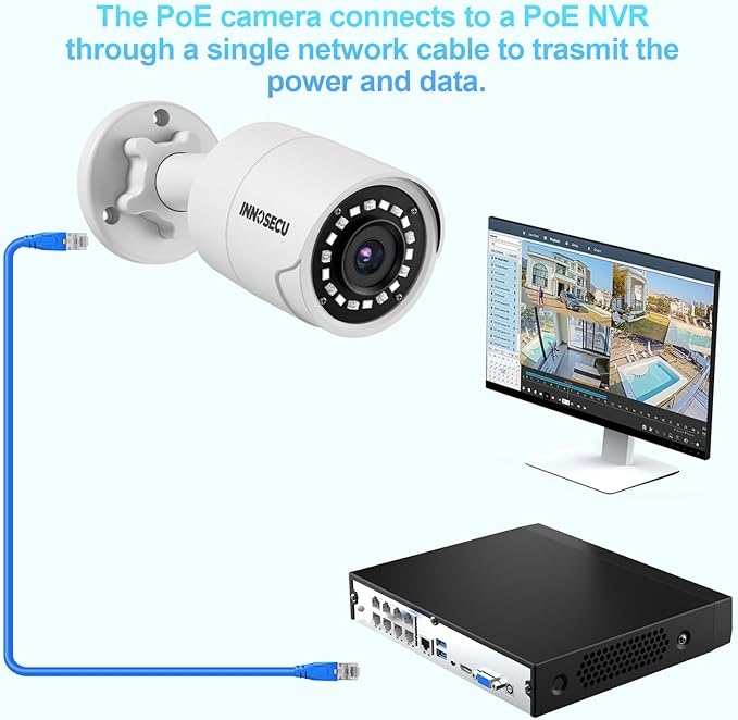 8MP AI PoE Camera, Bullet IP Security Camera Outdoor IP67, Face Detection, Human/Vehicle Detection, Night Vision up to 100ft, 2.8mm Lens Wide Angle 110°, Built-in Mic/Audio, INB8BR38F (White)