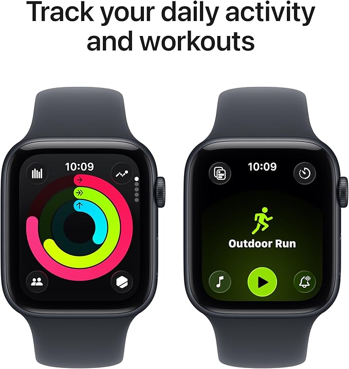 Apple Watch SE 3 [GPS 44mm] Smartwatch with Midnight Aluminium Case with Midnight Sport Band - M/L. Fitness and Sleep Trackers, Heart Rate Monitor with AppleCare+ (2 Years)