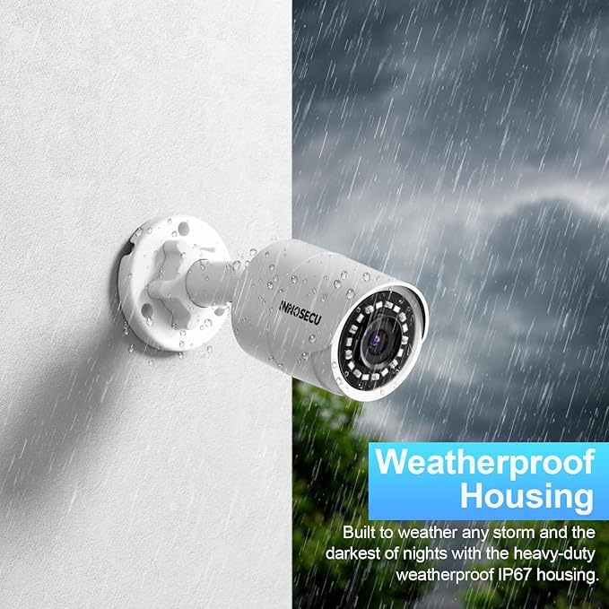 8MP AI PoE Camera, Bullet IP Security Camera Outdoor IP67, Face Detection, Human/Vehicle Detection, Night Vision up to 100ft, 2.8mm Lens Wide Angle 110°, Built-in Mic/Audio, INB8BR38F (White)