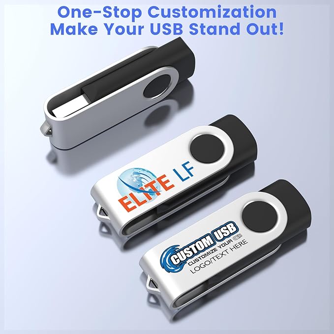 ABLAZE Custom Flash Drive 1GB 100 Pack, Personalized USB Drives Custom USB 2.0 Thumb Drives 100 Pack Memory Stick (Mixcolors)