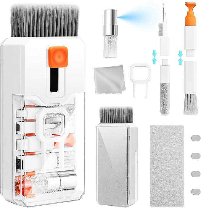 Keyboard Cleaning Kit Laptop Cleaner, 10-in-1 Computer Screen Cleaning Brush Tool, Multi-Function PC Electronic Cleaner Kit Spray for iPad iPhone Pro, Earbuds, Camera Monitor, All-in-one with Patent