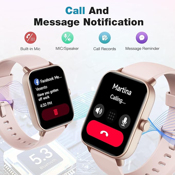Fitpolo Smart Watch for Women,1.8” Touchscreen, Bluetooth Call, Alexa Built-in,24/7 Heart Rate SpO2 Monitor,Step Counting,Sleep Tracking, IP68 Waterproof Fitness Tracker Watch for Android iPhone