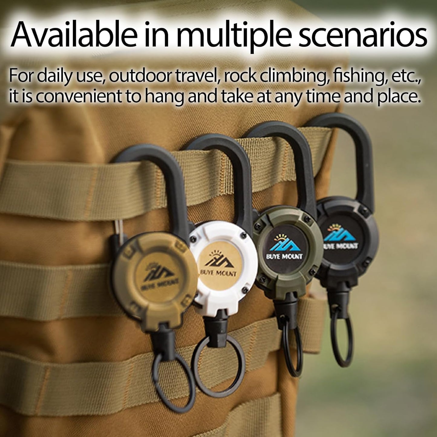 Retractable Keychain Heavy Duty, Multitool Carabiner Badge Holder, Retractable Keychain Clip Id Holder, Upgraded 58cm Stainless Steel Cord, Suitable for Men and Women White