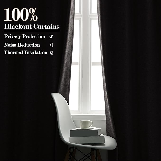 Room Divider Curtains Screen Partitions, Linen Look 100% Blackout Drapery 108 Inches Long, 100" Wide Pinch Pleated Window Drapes, Privacy Protecting, Light Blocking, (1 PC, Browish Grey)