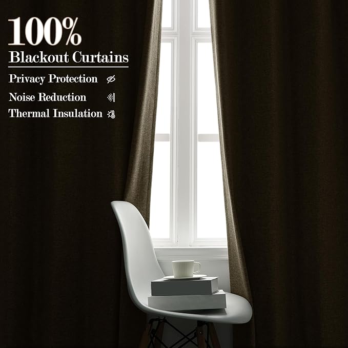 Extra Wide 100% Blackout Linen Textured Curtains - Room Dividers, W150 x L108 (1 Panel), Pinch Pleat Drapes for Living Room, Full Light Block Out Drapery for Sliding Door, Ivory White