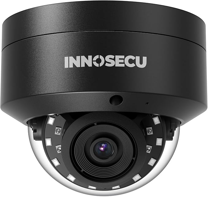 AI 8MP IP PoE Camera, Vandal-Proof Security Surveillance Dome Camera Outdoor, Face Detection, Human/Vehicle Detection, 2.8mm Lens 110°, Built-in Mic, No PT Supported IND8BR54A-B (Black)