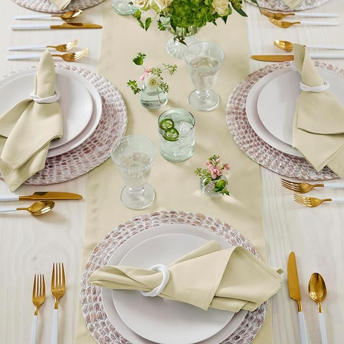 Solino Home Linen Table Runner 90 Inches Long - 100% Pure Linen Birch Table Runner 14 x 90 Inch for Fall, Autumn, Thanksgiving - Fete