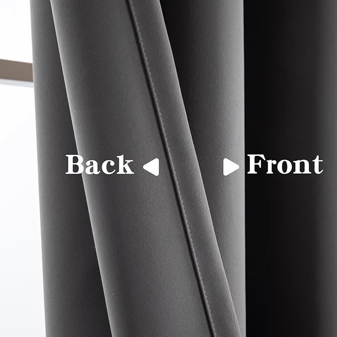 Blackout Curtains 72 Inch Length for Bedroom, Thermal Insulated Blackout Curtains 2 Panels Set, Solid Grommet Privacy Room Darkening Drapes for Living Room Windows(W52 x L72, Light Grey)