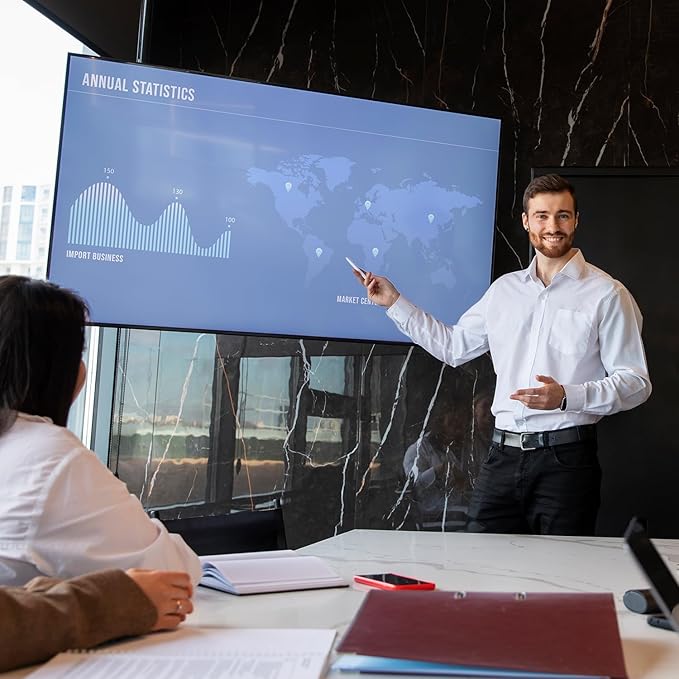 55" Interactive Touchscreen Monitor, Smart Board 4K Display with Wall Mount, Android 12 Smart Touch Screen Presentation Electronic Whiteboard for Office & Classroom, RAM 4G & ROM 64G