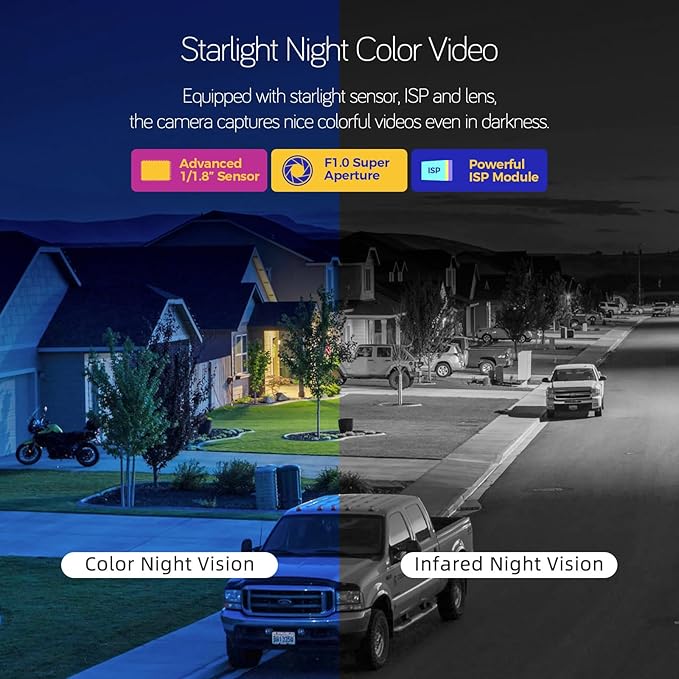 xmartO [Night Color 8-Cam 2K HD Wireless Solar Security Camera System with Starlight Color Night Vision, PTZ Control, Long Range WiFi6, Easy Mobile View, 0 Monthly Fee, 1TB HDD