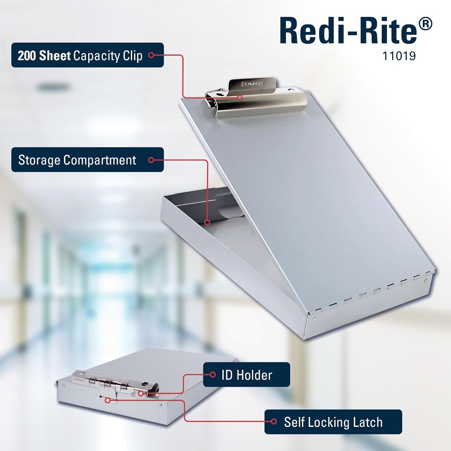 Saunders Recycled Aluminum Redi-Rite Storage Clipboard, Legal Size, 8.5 x 14-Inches (11019), Silver