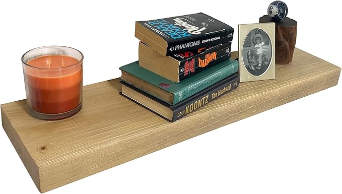 joelsantiques 36 Inch Wooden Floating Shelves for Wall - 36x6x2 in - Made of Natural Wood - Long Heavy Duty Rustic Wall Shelves for Bedroom - Perfect for Living Room, Kitchen - Natural
