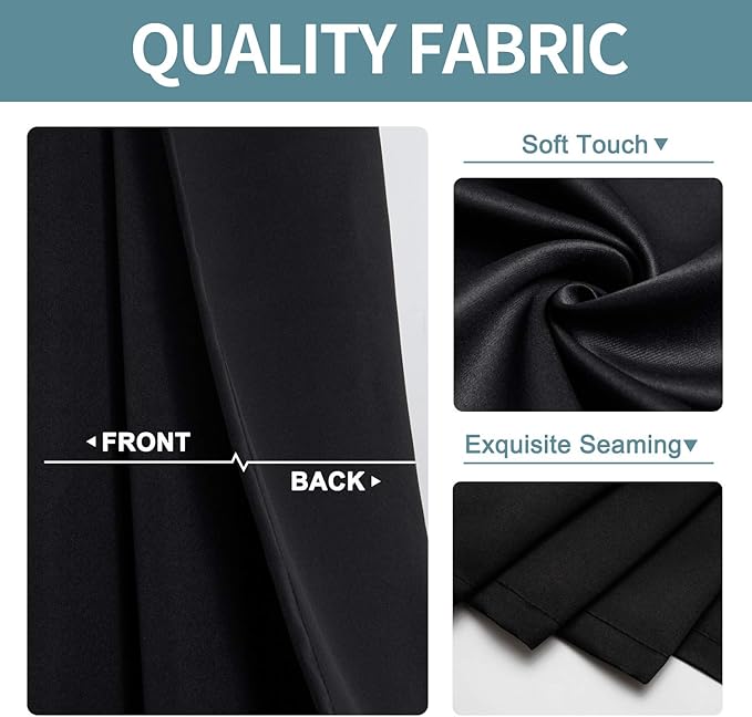 ChrisDowa Small Window Curtains 40 inches Long for Bedroom - Grommet Short Thermal Insulated Room Darkening Curtains for Kitchen (2 Panels, Black, 29 x 40 Inch)