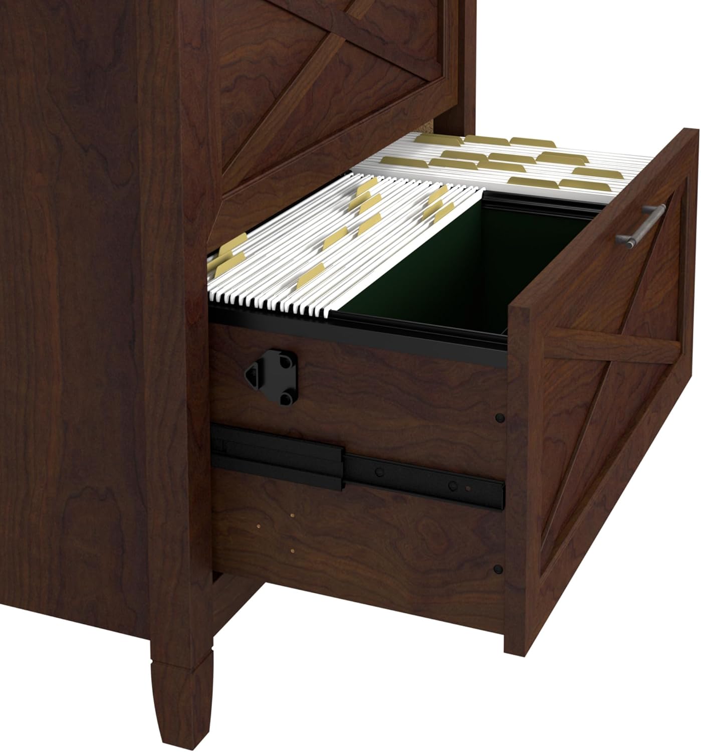 Bush Furniture Key West 2 Drawer Lateral File Cabinet in Bing Cherry