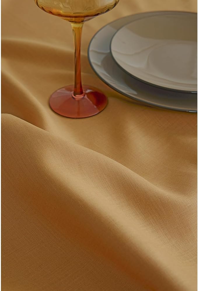 Solino Home Linen Table Runner 36 Inches - 100% Pure Linen Caramel Table Runner 14 x 36 Inch Ideal for Dresser and Coffee Tables - Fall, Autumn, Thanksgiving - Fete