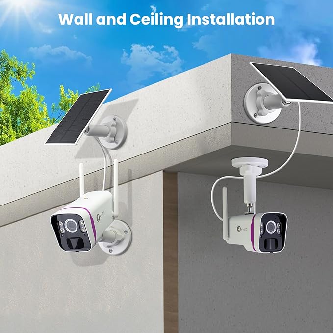 XMARTO Solar Security Cameras Wireless Outdoor, WiFi6 NVR with 64GB Micro SD Card, 8 PCs 4MP QHD Home Security Camera System with 10CH Expandable NVR, 120 Days Local Storage, All-Weather Solar Charge